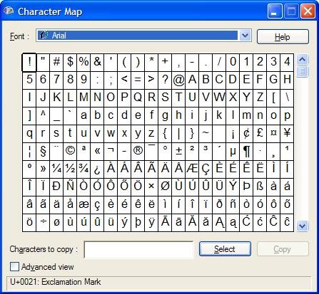 Character Map