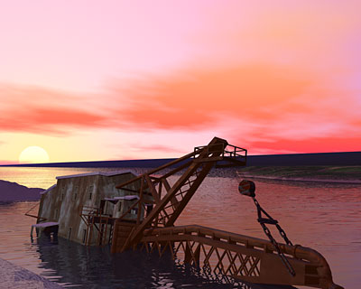 Torch Lake Dredge #2 On Clear Night
