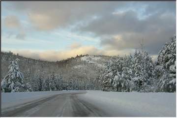 Sunrise rock, after a fresh snow