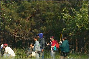 Students in the woods