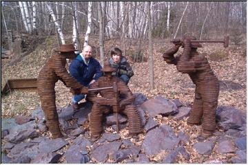 Posing with the miners