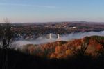 Blue skies and fog