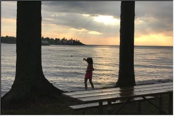 Rock thrower at sunset