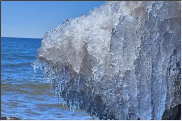 Ice melting from the rocks