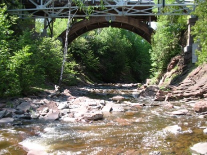 At the base of the Eagle River falls