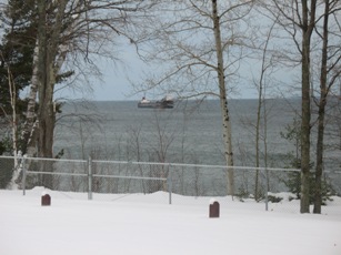 Freighter off park north of Baraga on US41