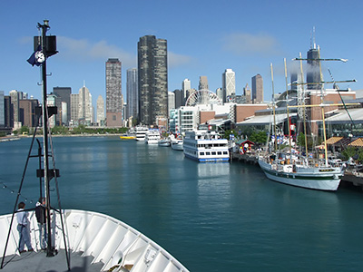 Arriving at Navy Pier in Chicago