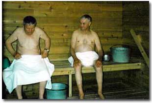 Residents enjoy the sauna